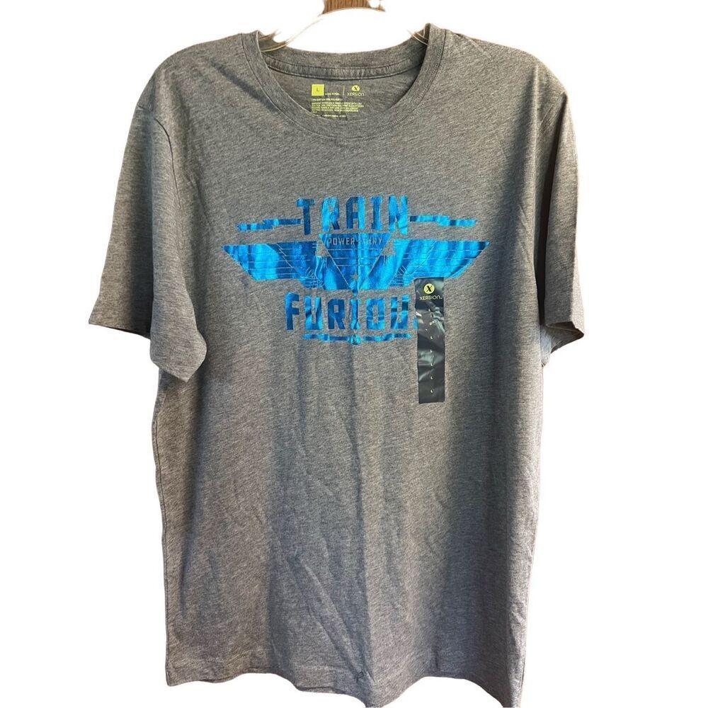 Xersion Mens Train Furious Gray Tee  shirt Sz L NWT